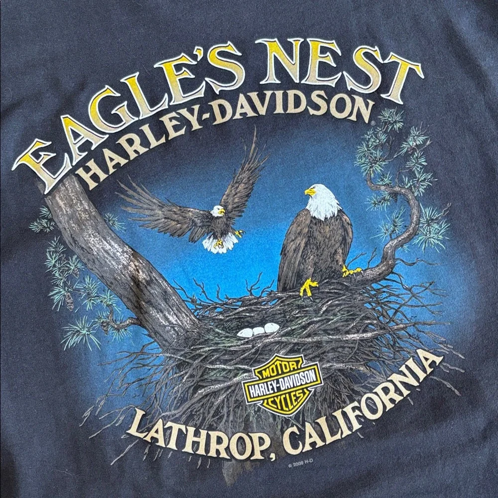 Harley-Davidson Life Begins Get One Eagle Nest USA Motorcycle Black Mens Large - Picture 5 of 15